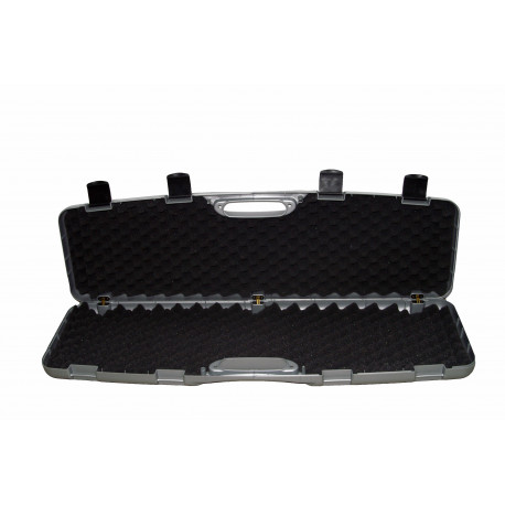 MALETÍN POLIPROPILENO PARA ESCOPETA COLOR GRIS PLATA 4 CIERRES INTERIOR ESPUMA