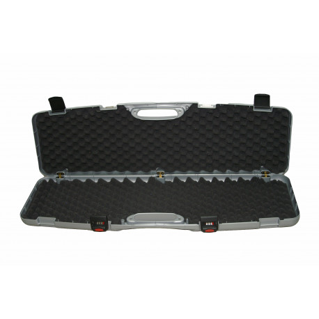 MALETÍN POLIPROPILENO PARA ESCOPETA COLOR GRIS PLATA 4 CIERRES (2 DE COMBINACIÓN) INTERIOR ESPUMA